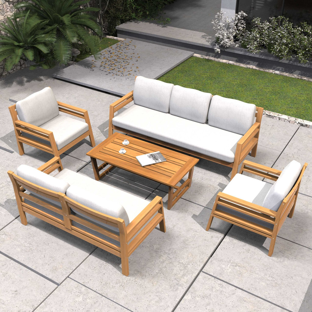 Rebel 7 - Seater Wood Patio Conversation Set (PAS - 2520 - 3SC+2SC+SC*2+TA) - Direct Wicker