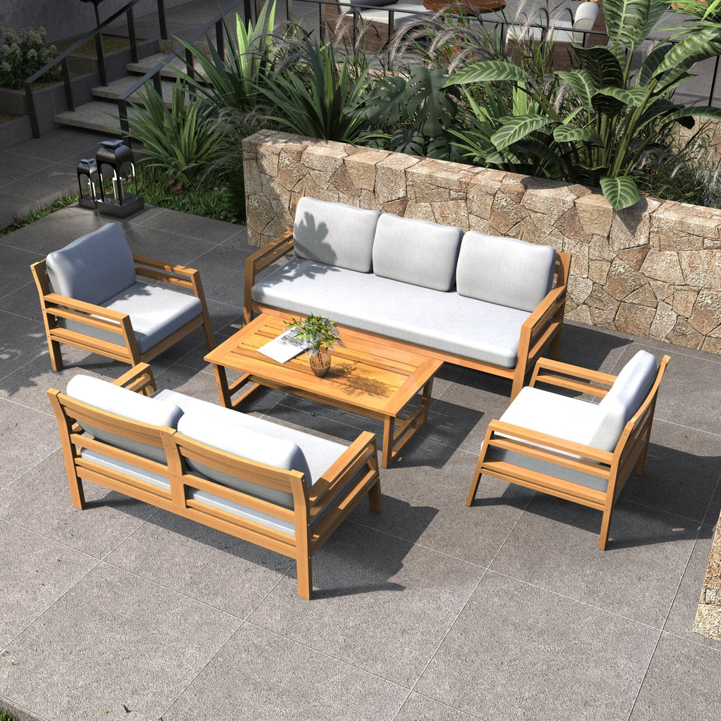 Rebel 7 - Seater Wood Patio Conversation Set (PAS - 2520 - 3SC+2SC+SC*2+TA) - Direct Wicker
