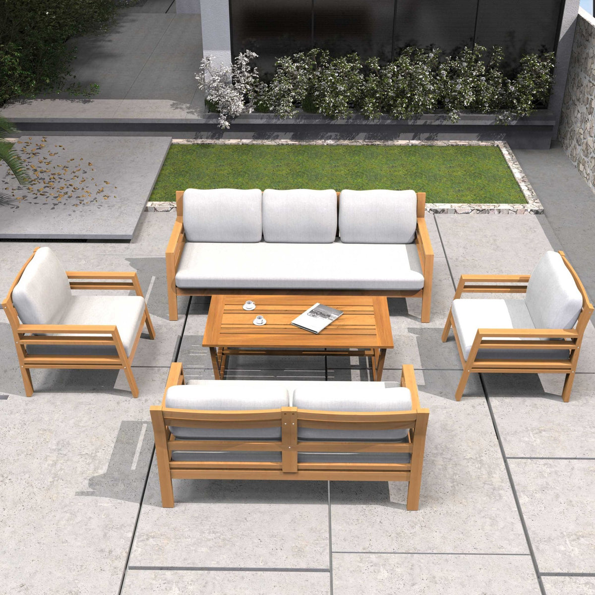 Rebel 7 - Seater Wood Patio Conversation Set (PAS - 2520 - 3SC+2SC+SC*2+TA) - Direct Wicker