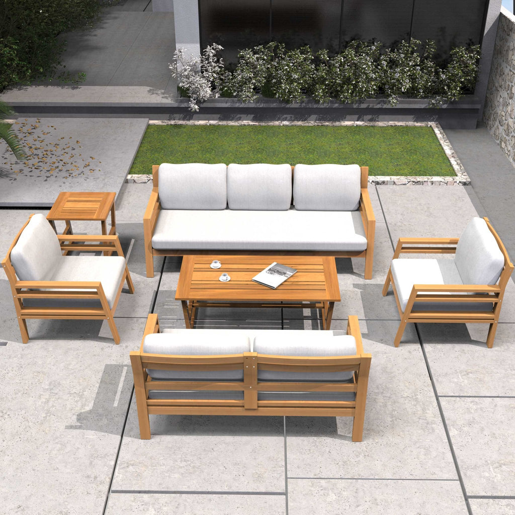 Rebel 7 - Seater Wood Patio Conversation Set ( PAS - 2520 - 3SC+2SC+SC*2+TA+ST) - Direct Wicker