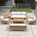Rebel 7 - Seater Wood Patio Conversation Set ( PAS - 2520 - 3SC+2SC+SC*2+TA+ST) - Direct Wicker