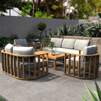 Rebel 7-Seater Wood Patio Conversation Set (PAS-2521-3SC+2SC+SC*2+TA) - Direct Wicker