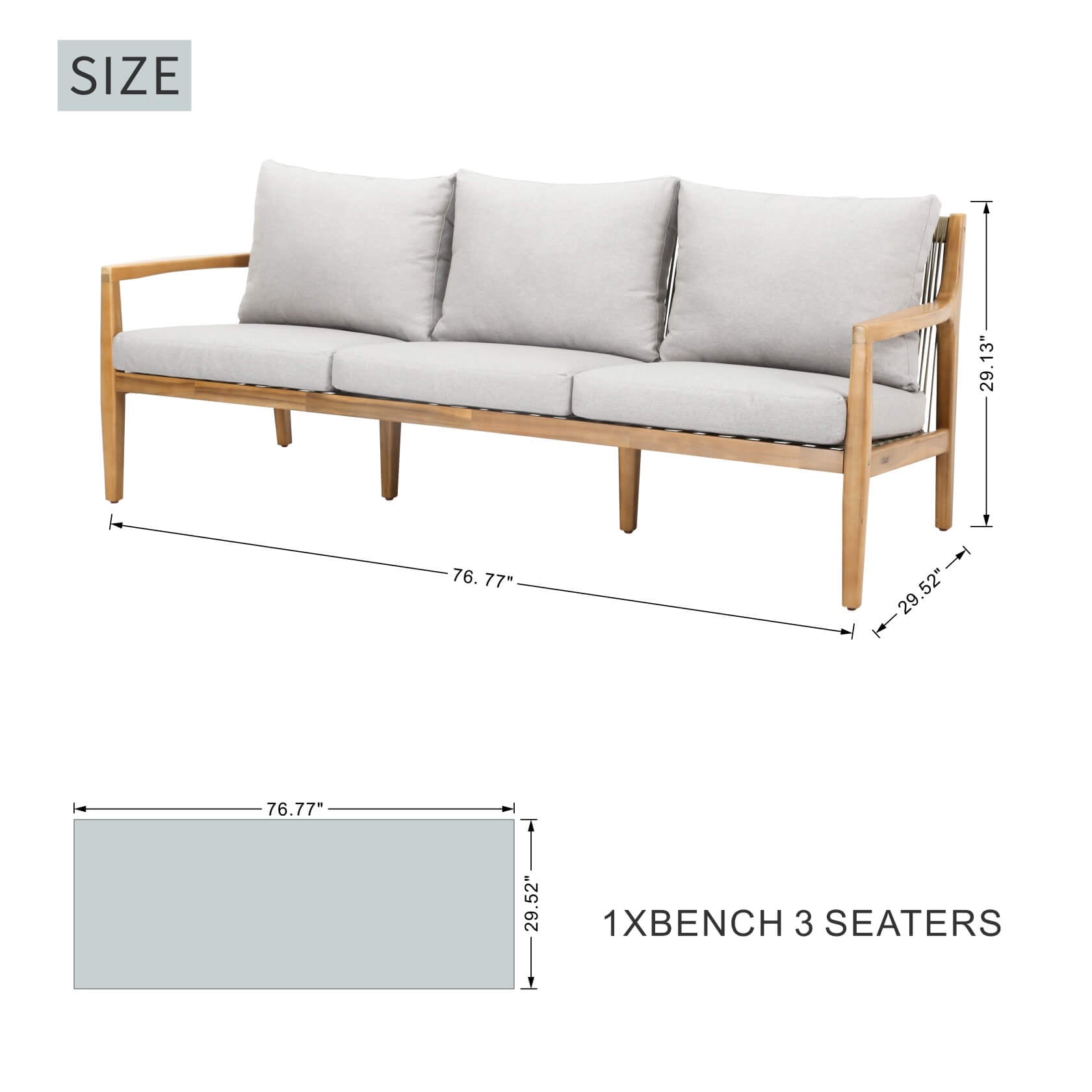 Rebel 7 - Seater Wood Patio Conversation Set with CoffeeTable & Side Table (PAS - 2513 - 7 - Seat) - Direct Wicker