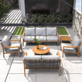 Rebel 7 - Seater Wood Patio Conversation Set with CoffeeTable & Side Table (PAS - 2513 - 7 - Seat) - Direct Wicker