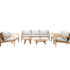 Rebel 7 - Seater Wood Patio Conversation Set with CoffeeTable & Side Table (PAS - 2513 - 7 - Seat) - Direct Wicker