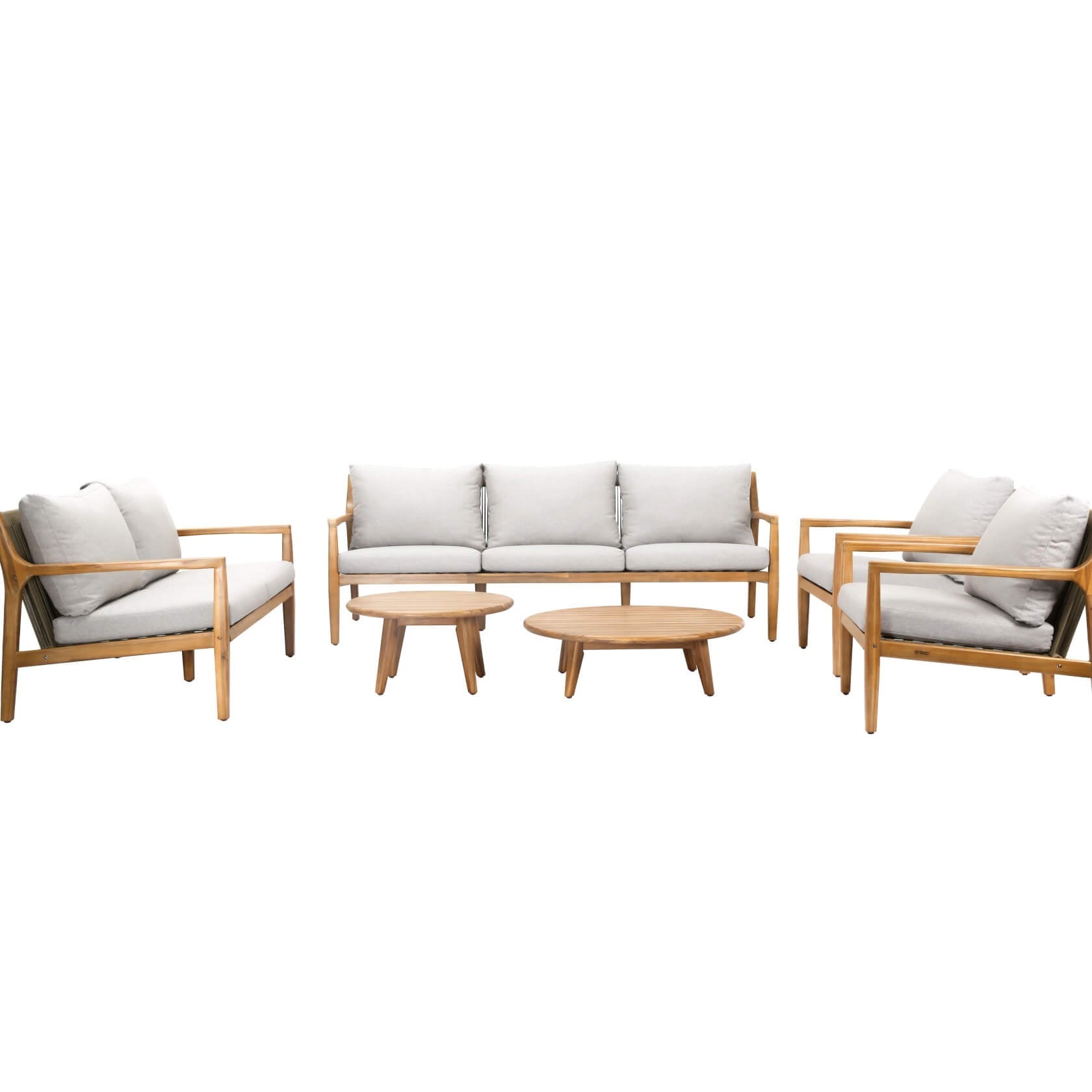 Rebel 7 - Seater Wood Patio Conversation Set with CoffeeTable & Side Table (PAS - 2513 - 7 - Seat) - Direct Wicker