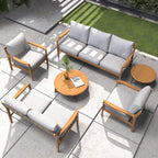 Rebel 7 - Seater Wood Patio Conversation Set with CoffeeTable & Side Table (PAS - 2513 - 7 - Seat) - Direct Wicker