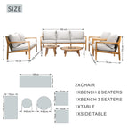 Rebel 7 - Seater Wood Patio Conversation Set with CoffeeTable & Side Table (PAS - 2513 - 7 - Seat) - Direct Wicker