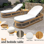 Rebel Solid Wood Lounge Set – 2 Loungers with Side Table, Woven Rope Design (PAL - 2518) - Direct Wicker