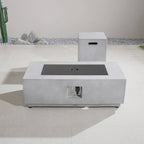 Rectangular Fire Pit Table with Propane Tank Side Table (PAG - 24924 - SET) - Direct Wicker
