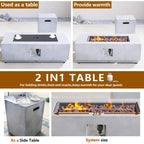 Rectangular Fire Pit Table with Propane Tank Side Table (PAG - 24924 - SET) - Direct Wicker