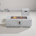 Rectangular Fire Pit Table with Propane Tank Side Table (PAG - 24924 - SET) - Direct Wicker