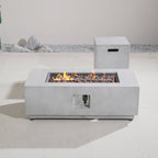 Rectangular Fire Pit Table with Propane Tank Side Table (PAG - 24924 - SET) - Direct Wicker