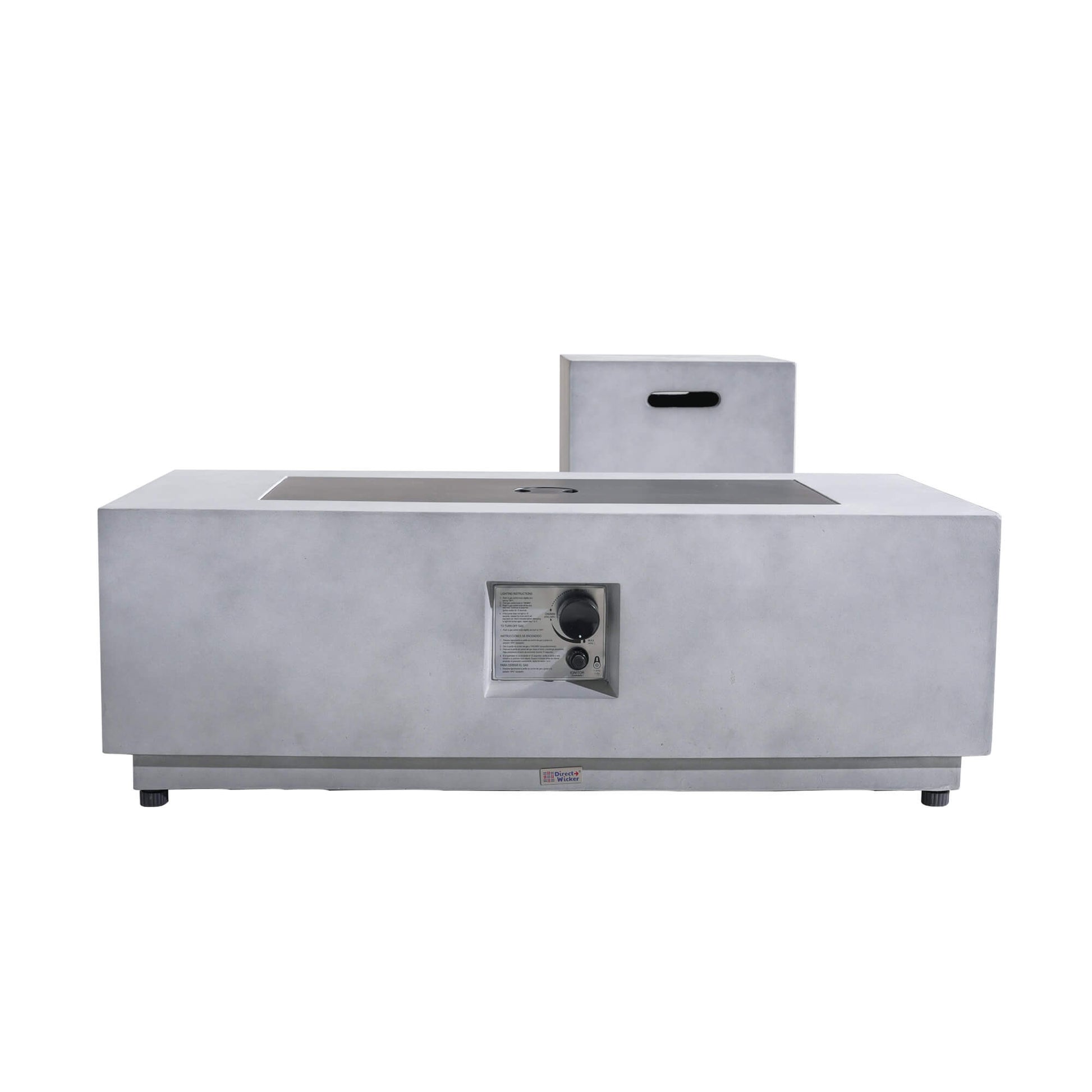 Rectangular Fire Pit Table with Propane Tank Side Table (PAG - 24924 - SET) - Direct Wicker
