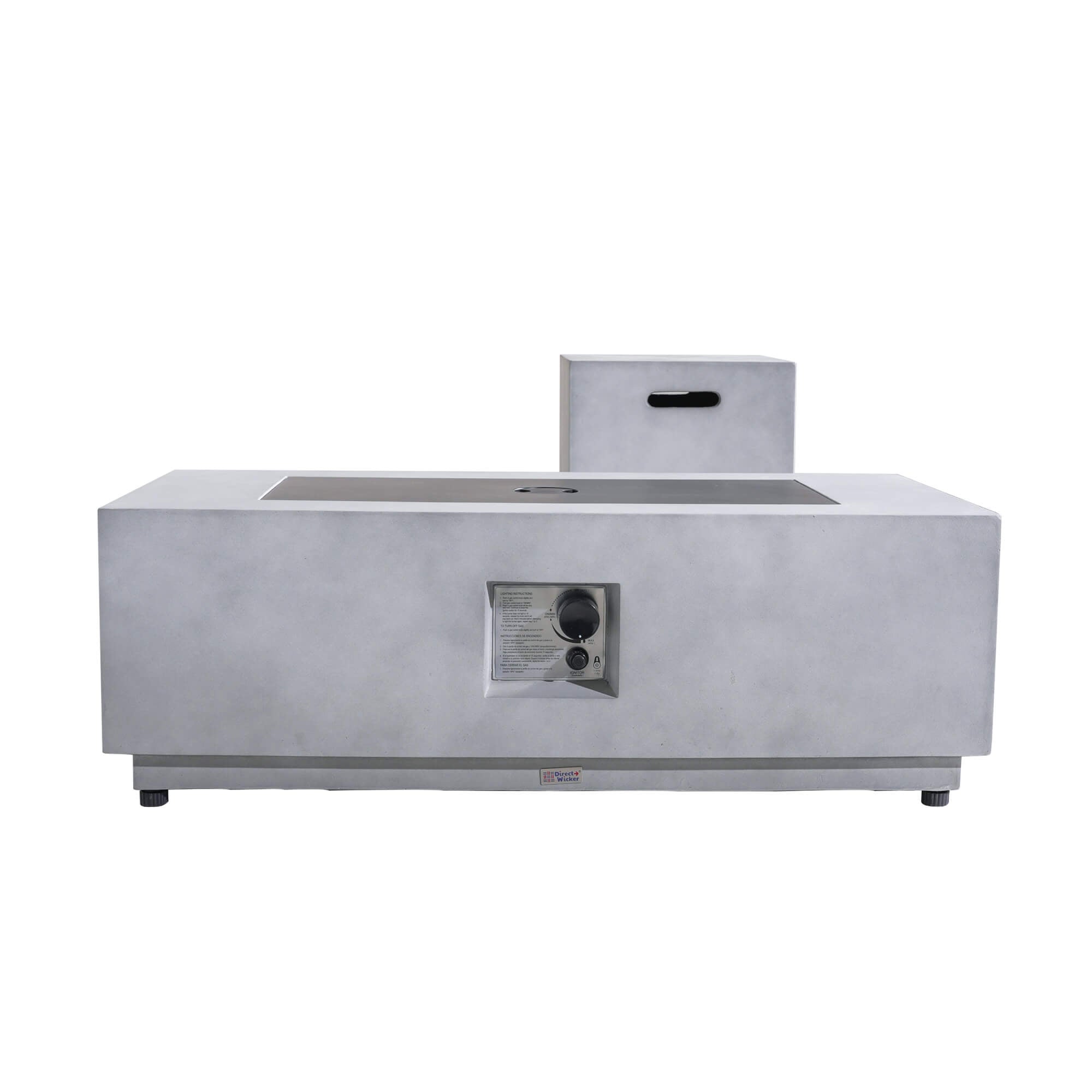 Rectangular Fire Pit Table with Propane Tank Side Table (PAG - 24924 - SET) - Direct Wicker