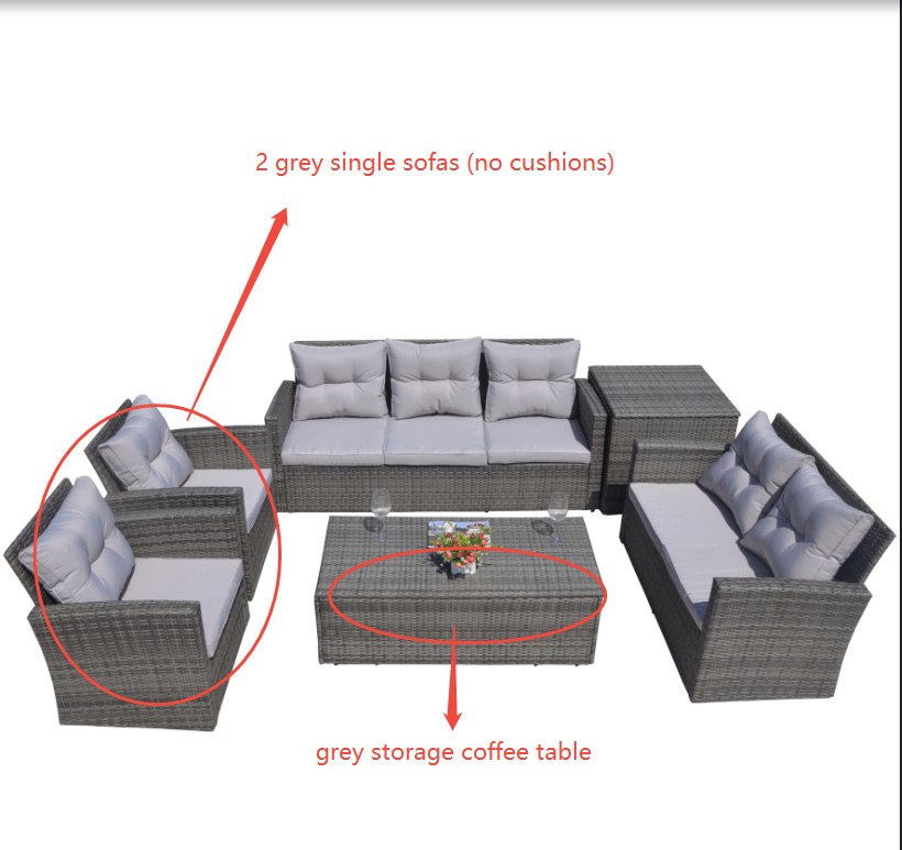 Replacement Coffee table and 2 single sofas for PAS - 1503 - Direct Wicker