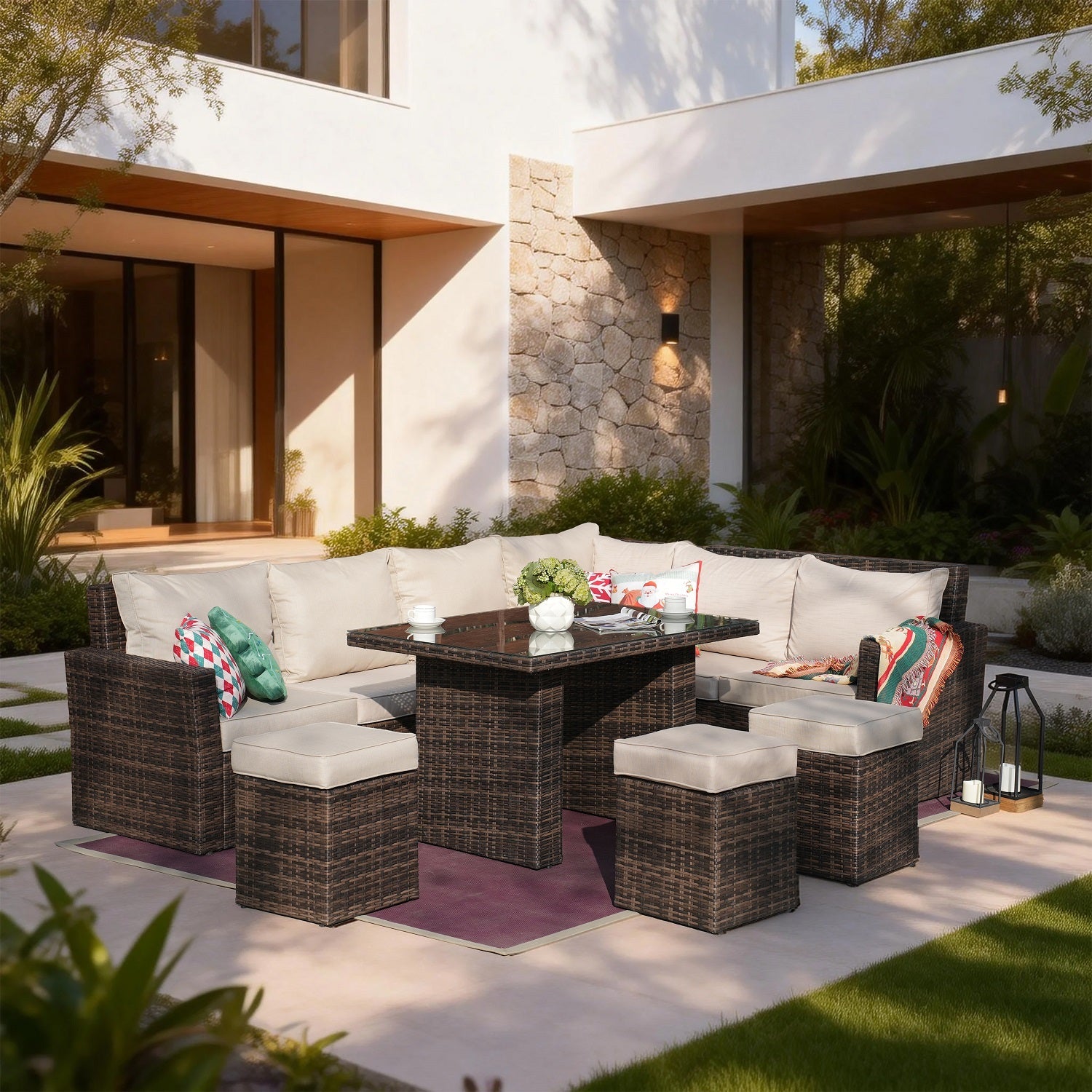 Rimini Corner Sofa Set with Rectangular Table (PAS - 1403) - Direct Wicker