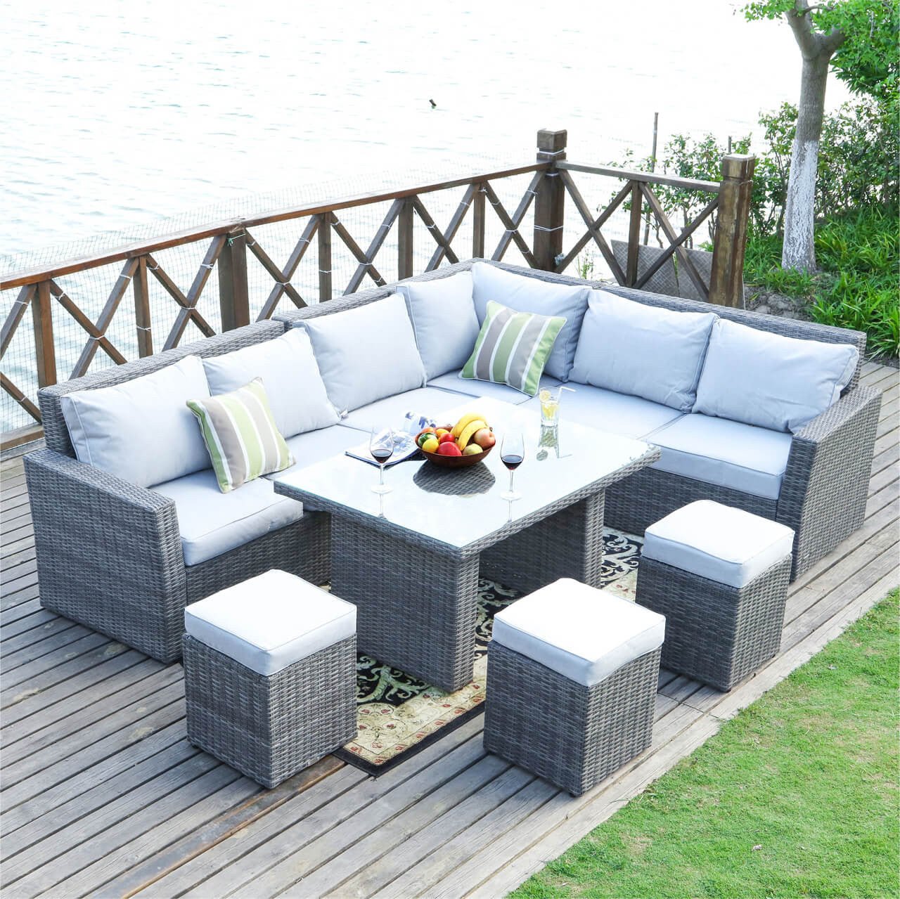 Rimini Corner Sofa Set with Rectangular Table (PAS - 1403) - Direct Wicker