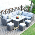 Rimini Corner Sofa Set with Rectangular Table (PAS - 1403) - Direct Wicker