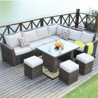 Rimini Corner Sofa Set with Rectangular Table (PAS - 1403) - Direct Wicker