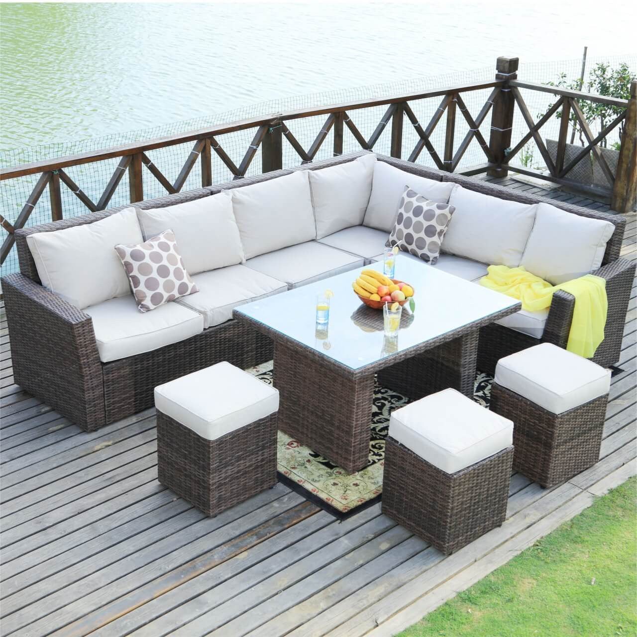 Rimini Corner Sofa Set with Rectangular Table (PAS - 1403) - Direct Wicker
