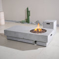 Round Fire Pit Table with Propane Tank Side Table (PAG - 24923 - SET) - Direct Wicker