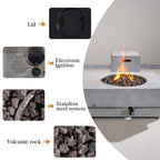 Round Fire Pit Table with Propane Tank Side Table (PAG - 24923 - SET) - Direct Wicker