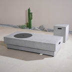 Round Fire Pit Table with Propane Tank Side Table (PAG - 24923 - SET) - Direct Wicker