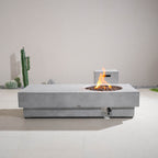 Round Fire Pit Table with Propane Tank Side Table (PAG - 24923 - SET) - Direct Wicker