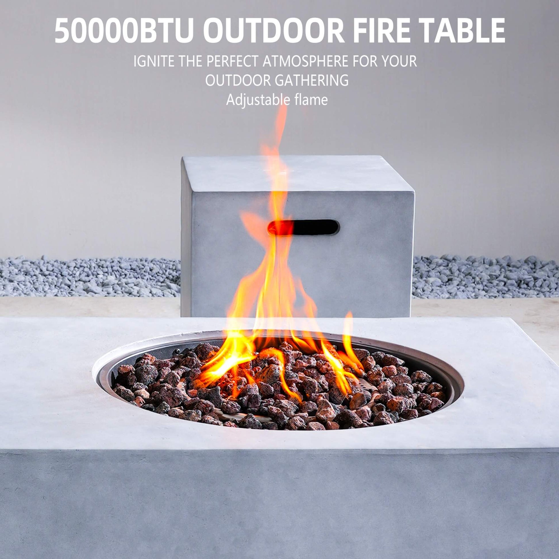 Round Fire Pit Table with Propane Tank Side Table (PAG - 24923 - SET) - Direct Wicker