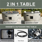 Round Magnesium Oxide Propane Fire Pit Table (PAG-2636-GR) - Direct Wicker