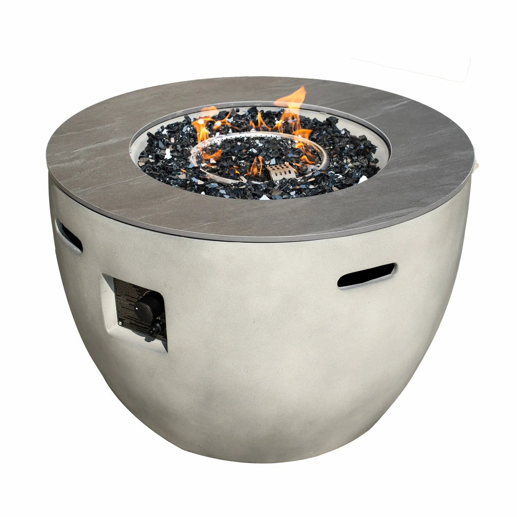 Round Magnesium Oxide Propane Fire Pit Table (PAG-2636-GR) - Direct Wicker