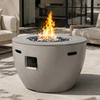 Round Magnesium Oxide Propane Fire Pit Table (PAG-2636-GR) - Direct Wicker
