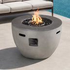 Round Magnesium Oxide Propane Fire Pit Table (PAG-2636-GR) - Direct Wicker