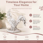 Rustic Antique White Rooster Magnesium Oxide Garden Sculpture (GS-2613-WH-QZYY) - Direct Wicker