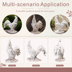 Rustic Antique White Rooster Magnesium Oxide Garden Sculpture (GS-2613-WH-QZYY) - Direct Wicker