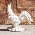 Rustic Antique White Rooster Magnesium Oxide Garden Sculpture (GS-2613-WH-QZYY) - Direct Wicker