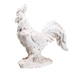 Rustic Antique White Rooster Magnesium Oxide Garden Sculpture (GS-2613-WH-QZYY) - Direct Wicker