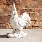 Rustic Antique White Rooster Magnesium Oxide Garden Sculpture (GS-2613-WH-QZYY) - Direct Wicker