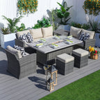 Santiago 6 - Piece Outdoor Conversation Set with Aluminum Firepit Table (PAS - 1403B+1106RA) - Direct Wicker