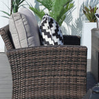 Santiago 6 - Piece Outdoor Conversation Set with Aluminum Firepit Table (PAS - 1403B+1106RA) - Direct Wicker