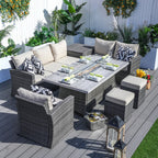 Santiago 6 - Piece Outdoor Conversation Set with Aluminum Firepit Table (PAS - 1403B+1106RA) - Direct Wicker