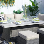 Santiago 6 - Piece Outdoor Conversation Set with Aluminum Firepit Table (PAS - 1403B+1106RA) - Direct Wicker