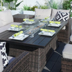 Santiago 6 - Piece Outdoor Conversation Set with Rectangular Aluminum Firepit Table (PAS - 1403B+1106RA) - Direct Wicker
