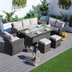 Santiago 6 - Piece Outdoor Conversation Set with Rectangular Firepit Table (PAS - 1403B+1106R) - Direct Wicker