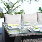 Santiago 6 - Piece Outdoor Conversation Set with Rectangular Firepit Table (PAS - 1403B+1106R) - Direct Wicker