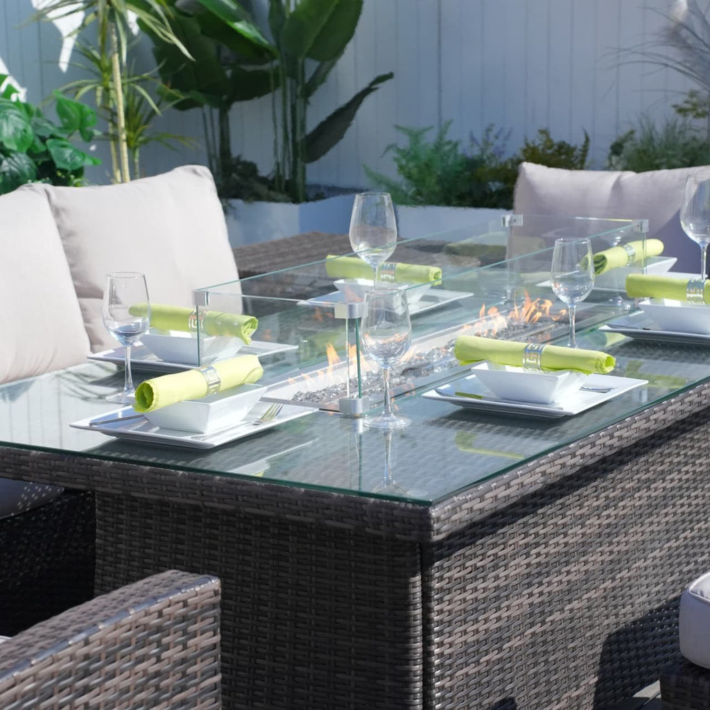Santiago 6 - Piece Outdoor Conversation Set with Rectangular Firepit Table (PAS - 1403B+1106R) - Direct Wicker