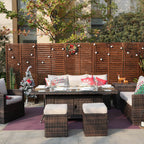 Santiago 6 - Piece Outdoor Conversation Set with Rectangular Firepit Table (PAS - 1403B+1106R) - Direct Wicker