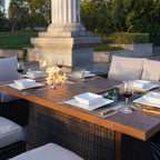 Santiago 6 - Pieces Outdoor Conversation Set with Rectangular Firepit Table (PAS - 1403B+1106FI) - Direct Wicker