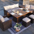 Santiago 6 - Pieces Outdoor Conversation Set with Rectangular Firepit Table (PAS - 1403B+1106FI) - Direct Wicker